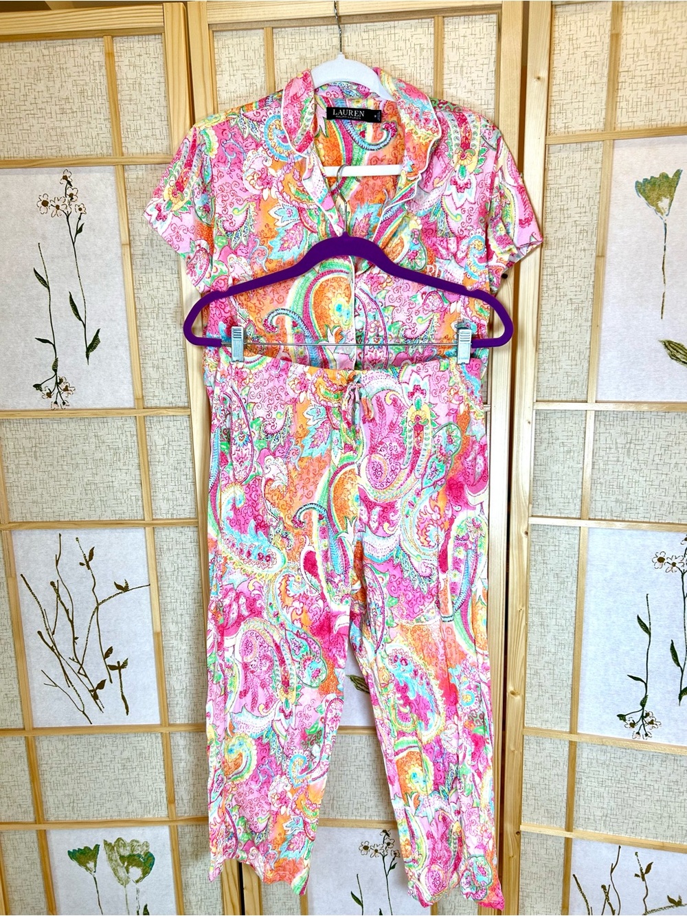 Ralph Lauren Pink Paisley Short-Sleeve Pajama Set